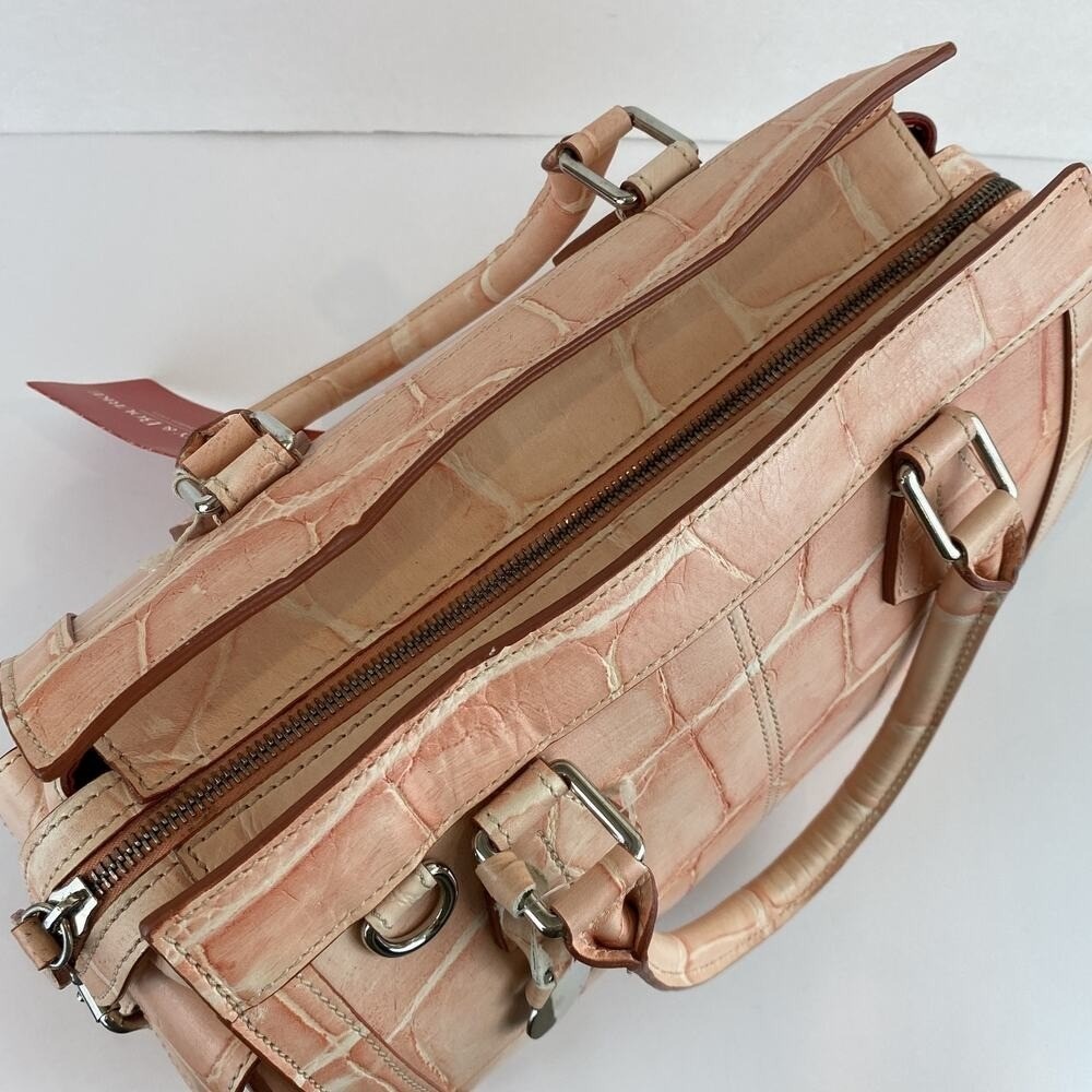 Vintage Y2K Dooney & Bourke Croc Leather Satchel Handbag Peach Charm Pockets NWT - Picture 5 of 13